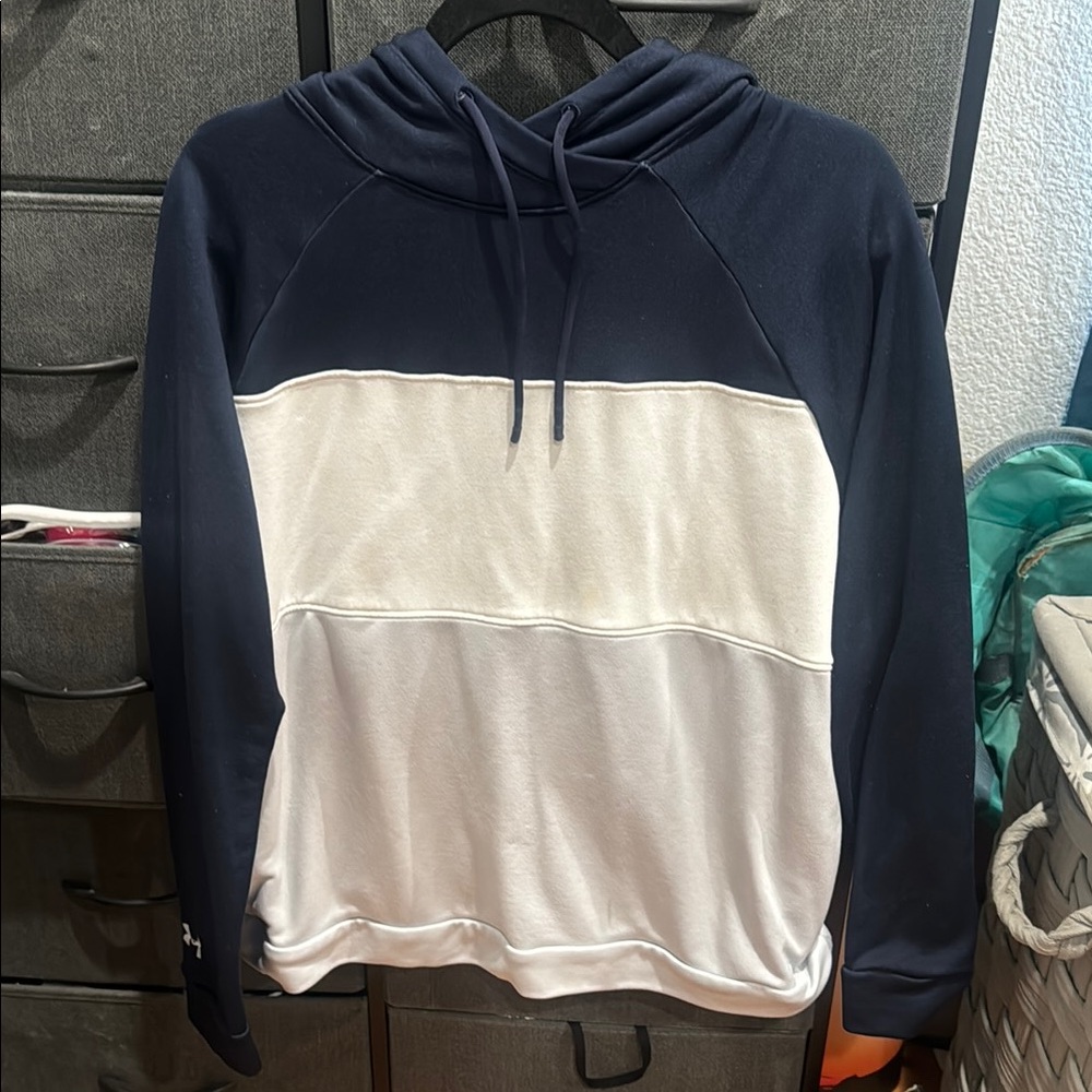 Under Armour Blue and White Color-Blocked Hoodie Sweatshirt